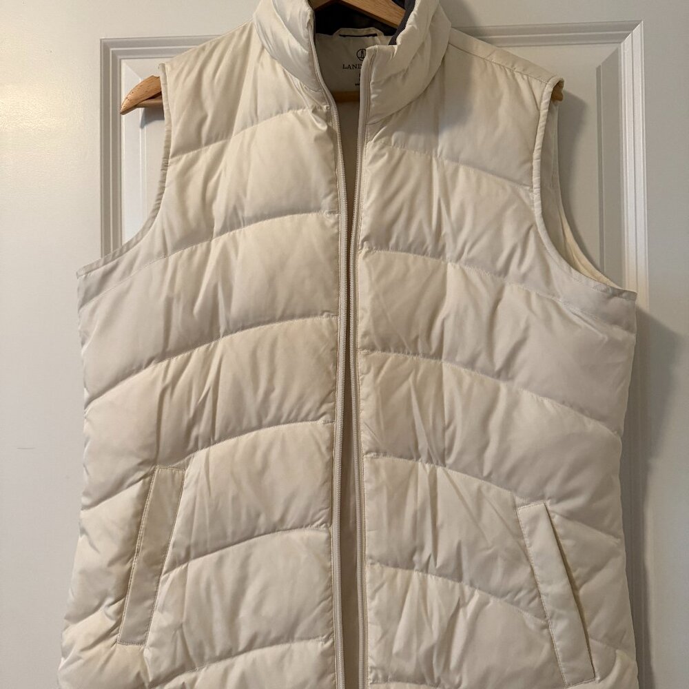 Lands' End White Puffer Vest Size M